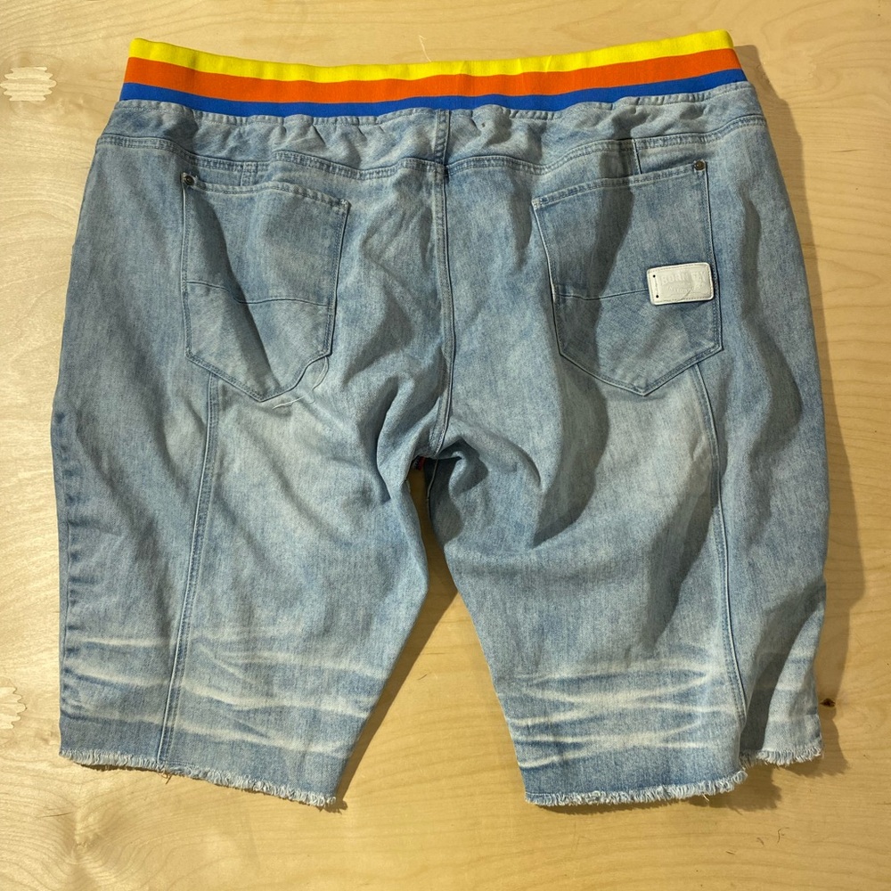 Born Fly Stylish Distressed Denim Shorts with Colorful Waistband 46 (OV) - Picture 8 of 10